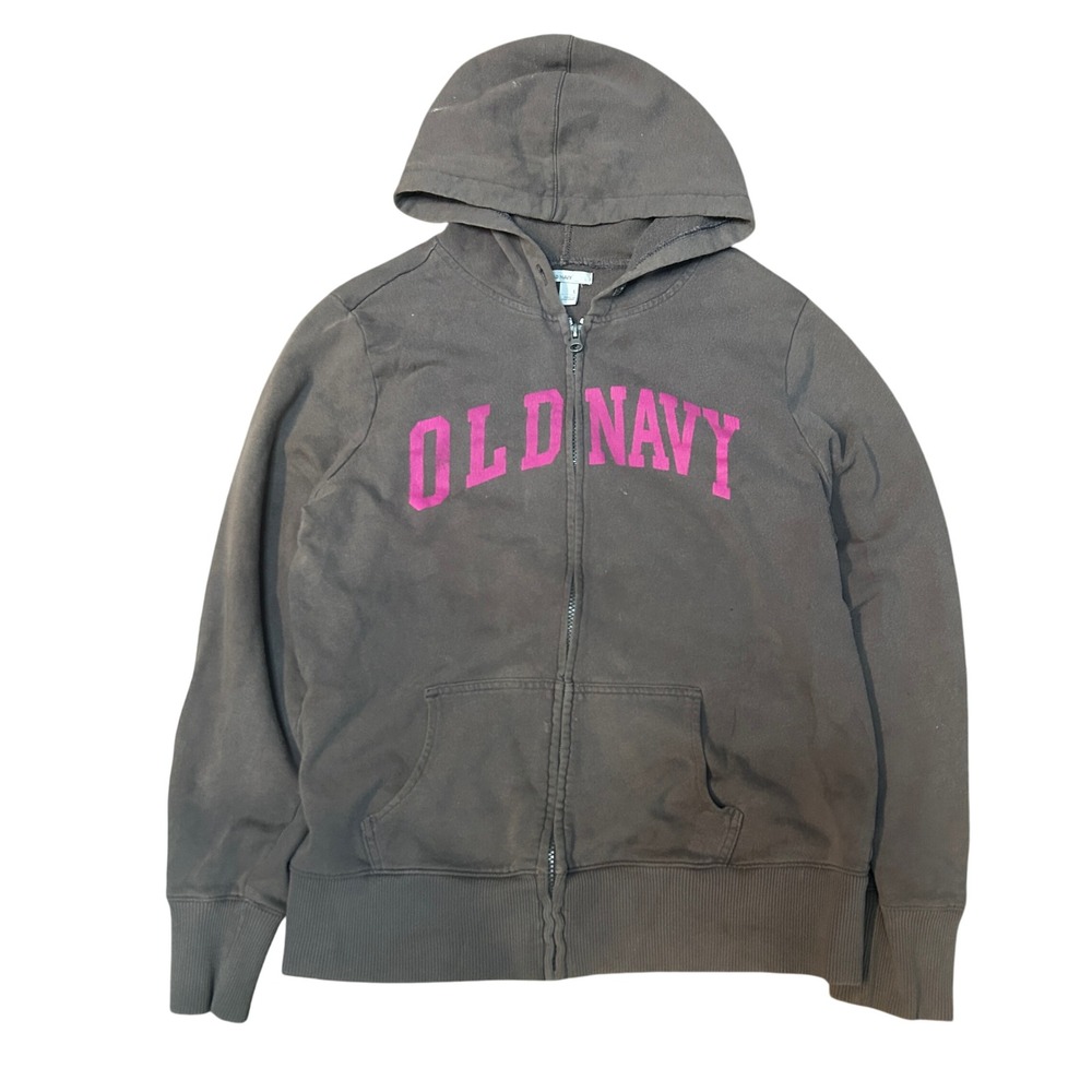 Old Navy Zip Up Hoodie Gray Pink‎ Logo Adult Size L